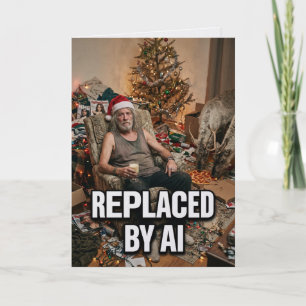 Santa Stapt Op AI Vervanging Grappig Kaart