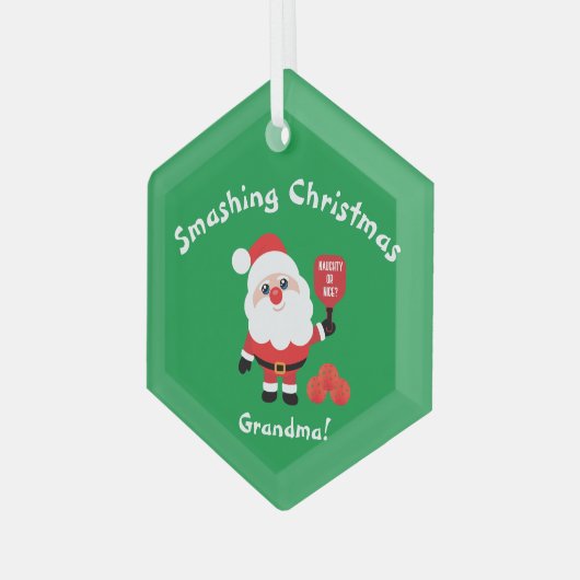 🎅 Santa Star Glas Ornament (Voorkant links)