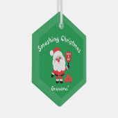 🎅 Santa Star Glas Ornament (Voorkant Rechts)