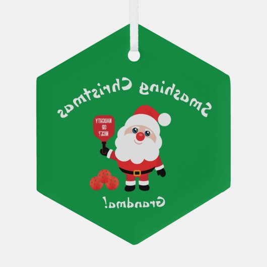 🎅 Santa Star Glas Ornament (Achterkant)