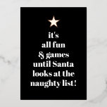 Santa Star Modern Tree Font Funny Humor Quote Folie Feestdagenkaart<br><div class="desc">Kan worden aangepast aan uw behoeften. © Gorjo Design. Gemaakt voor je via het Zazzle platform. // Hulp nodig bij het aanpassen van uw ontwerp? Heb je andere ideeën? Neem contact met mij op via de knop hieronder.</div>