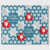 Santa Star-patroon rode blauwe kerstfoto Cadeaupapier (Vlak)