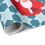 Santa Star-patroon rode blauwe kerstfoto Cadeaupapier (Rol Hoek)
