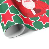 Santa Star-patroon rode grijze kerstfoto Cadeaupapier (Rol Hoek)