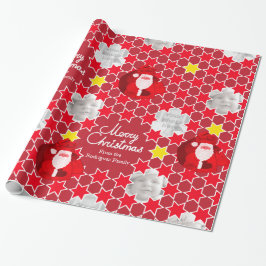 Santa Star patroon rode kerstfoto Cadeaupapier