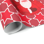 Santa Star patroon rode kerstfoto Cadeaupapier (Rol Hoek)