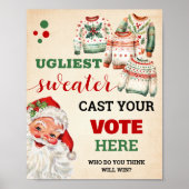 Santa Stem Voor Lelijkste Kersttrui Teken Poster (Voorkant)
