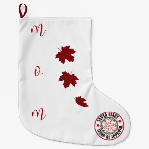 Santa Stempel van Goedkeuring Aangepast Wit en Roo Grote Kerstsok