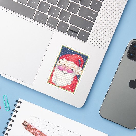 Santa Sticker (Laptop met iPhone)