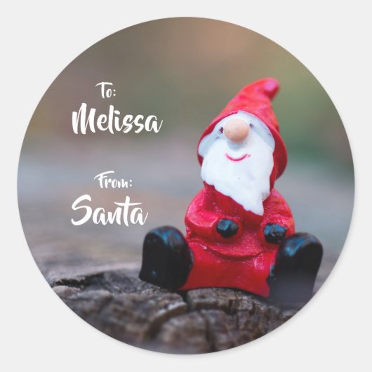 Santa sticker met naar en van (Voorkant)
