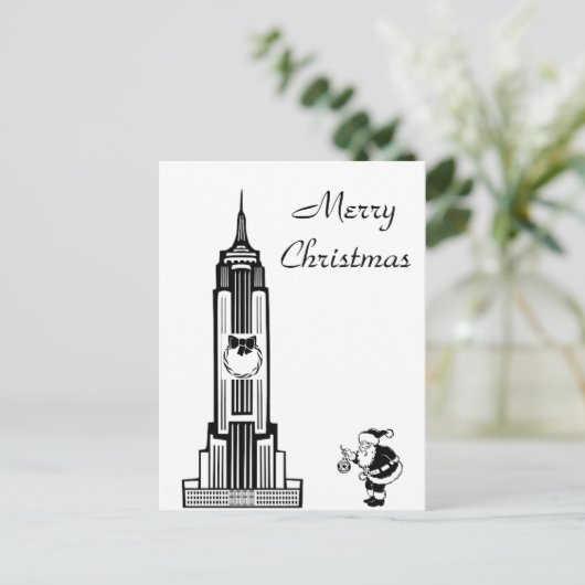 Santa  stijl New York City Kerst Feestdagenkaart (Staand voorkant)