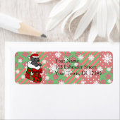 Santa Stocking Black Labrador Puppy Cartoon Etiket (Insitu)