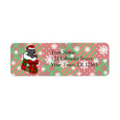 Santa Stocking Black Labrador Puppy Cartoon Etiket (Voorkant)
