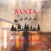 Santa stop hier gepersonaliseerd kerstfeest modern raamsticker (Vel 2)