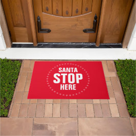 Santa Stop hier rood en wit grappig Deurmat
