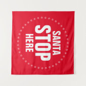 Santa Stop hier rood en wit grappig Wandkleed (Voorkant (horizontaal))