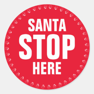 Santa Stop hier rood wit grappig Ronde Sticker