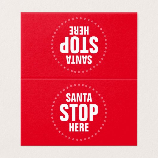 Santa Stop Hier rood wit grappig teken Kaart (Buitenkant ongevouwen)