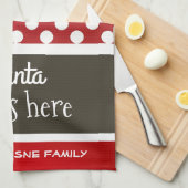 "Santa Stops here" kerstpoka Dots Theedoek (Quarter Fold)