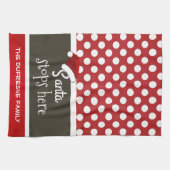 "Santa Stops here" kerstpoka Dots Theedoek (Horizontaal)