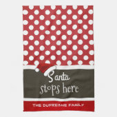 "Santa Stops here" kerstpoka Dots Theedoek (Verticaal)