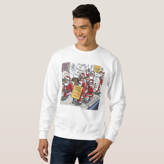 Santa Strike witte sweatshirt voor mannen (Voorkant volledig)