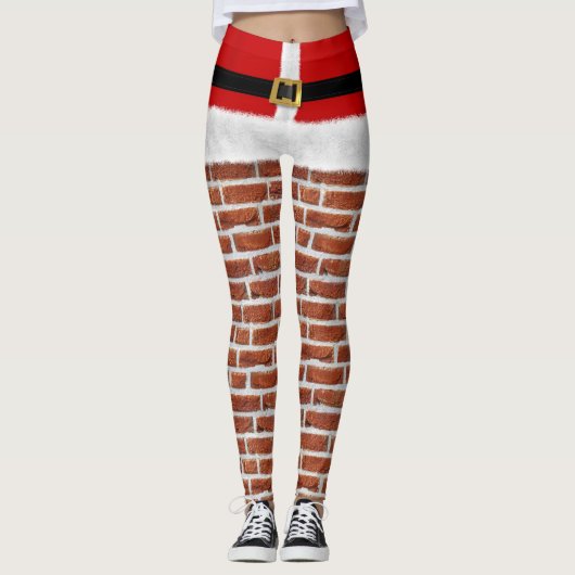 Santa Stuck in Chimney Funny Kerstfeestmaal Leggings (Voorkant)