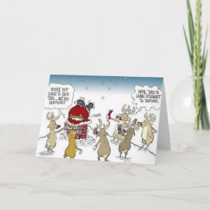Santa Stuck in Chimney Reindeer Blogging Kerstmis Feestdagen Kaart