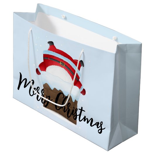 Santa Stuck in de schoorsteen Groot Cadeauzakje (Voorkant Gekanteld)