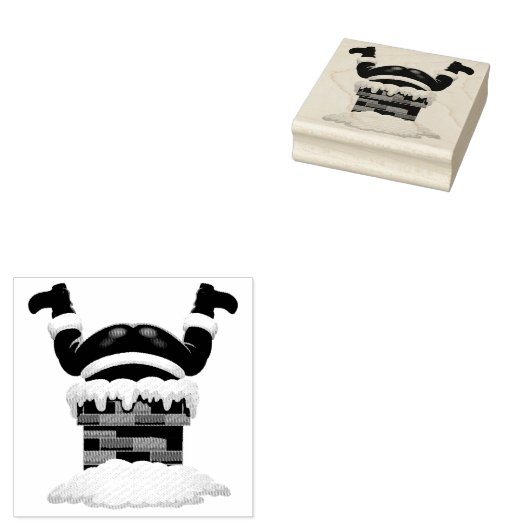 Santa Stuck in de schoorsteen Rubberstempel (Gestempeld)
