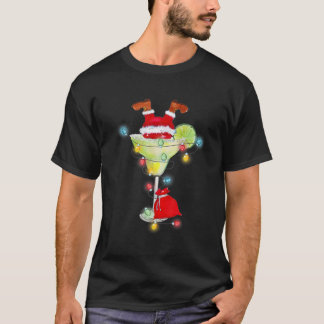 Santa Stuck In Margarita Cocktail Glass Funny Chri T-shirt