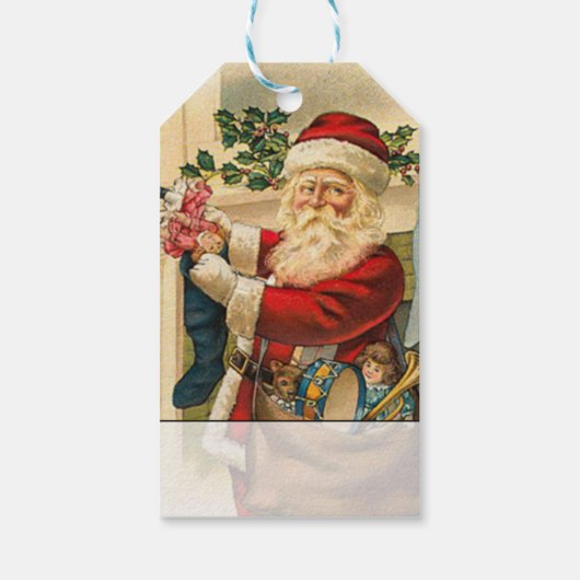 Santa Stuffs Kousen Kerstmis Cadeaulabel (Achterkant)