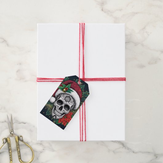 Santa Sugar Skull Cadeaulabel (Met Touw)