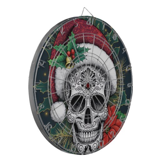 Santa Sugar Skull Dartbord (Voorkant Links)