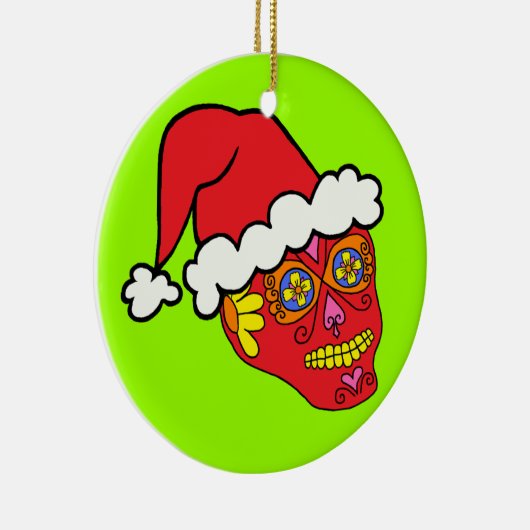 Santa Sugar Skull Keramisch Ornament (Rechts)