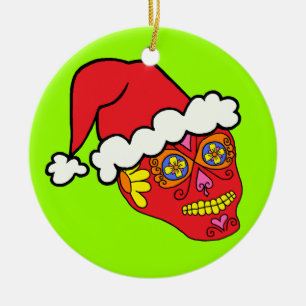Santa Sugar Skull Keramisch Ornament