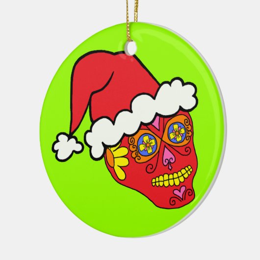 Santa Sugar Skull Keramisch Ornament (Links)