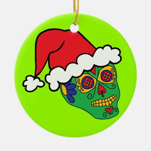 Santa Sugar Skull Keramisch Ornament (Voorkant)