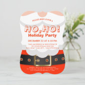 Santa Suit Kerstmis Ho, Ho, Vakantispartij nodigt  Kaart (Staand voorkant)