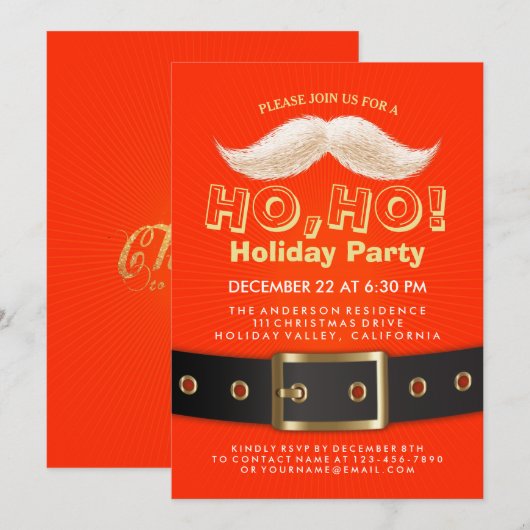 Santa Suit Kerstmis Ho, Ho, Vakantispartij nodigt  Kaart (Voorkant / Achterkant)