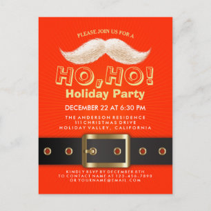 Santa Suit Kerstmis Ho, Ho, Vakantispartij nodigt  Uitnodiging Briefkaart