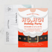 Santa Suit Kerstmis Ho, Ho, Vakantispartij nodigt  Uitnodiging Briefkaart (Voorkant / Achterkant)