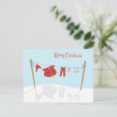 Santa Suit op Clothesline Christmas Briefkaart (Staand voorkant)