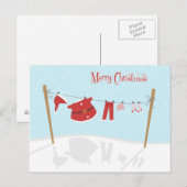 Santa Suit op Clothesline Christmas Briefkaart (Voorkant / Achterkant)