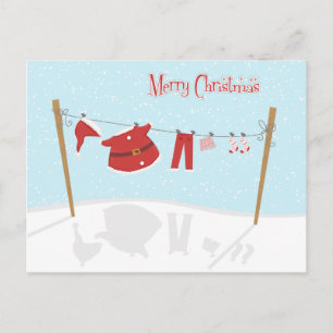 Santa Suit op Clothesline Christmas Briefkaart