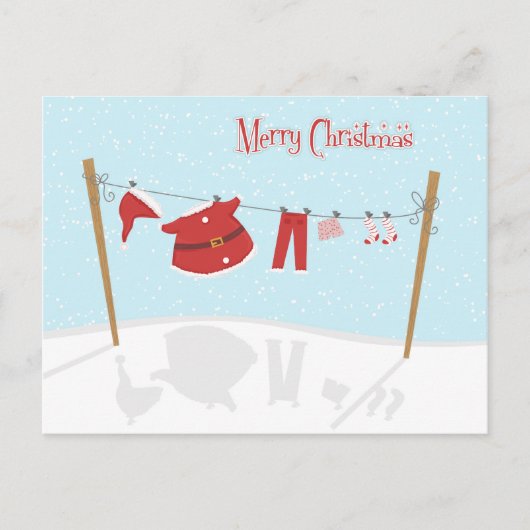 Santa Suit op Clothesline Christmas Briefkaart (Voorkant)