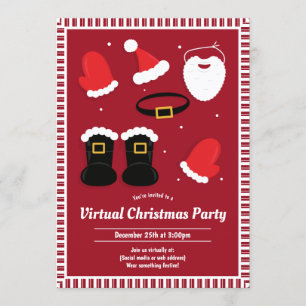 Santa Suit Piecks Red Virtual Kerstparty Kaart