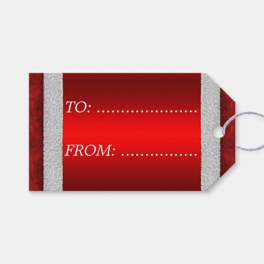 Santa Suit Red Kerstmis Cadeaulabel (Voorkant (Horizontaal))