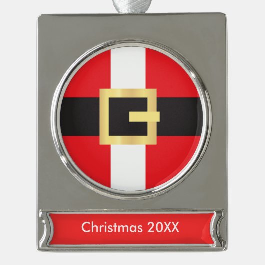 Santa Suit Verzilverd Banner Ornament (Voorkant)
