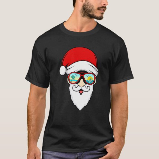 Santa Summer Hawaiian Sunbril Beach Kerstmis I T-shirt (Voorkant)